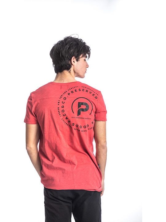 Paco & Co T-shirt Bărbătesc cu Mânecă Scurtă Coral