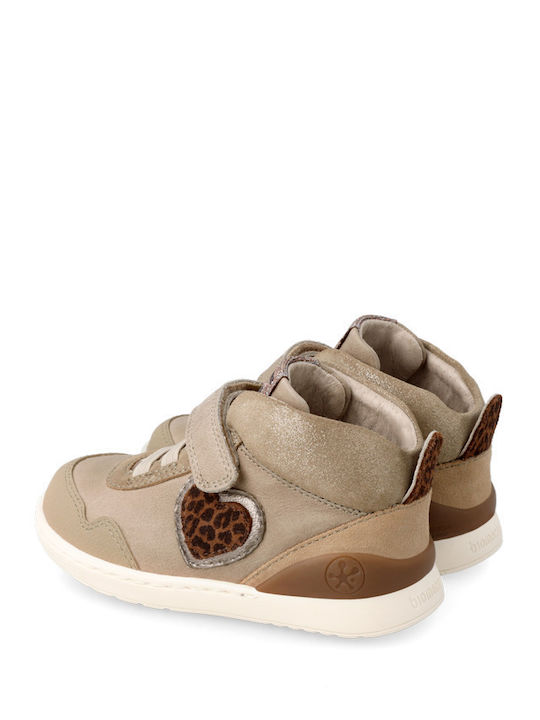 Anatomic Leather Kids Ankle Boots with Hoop & Loop Closure Beige