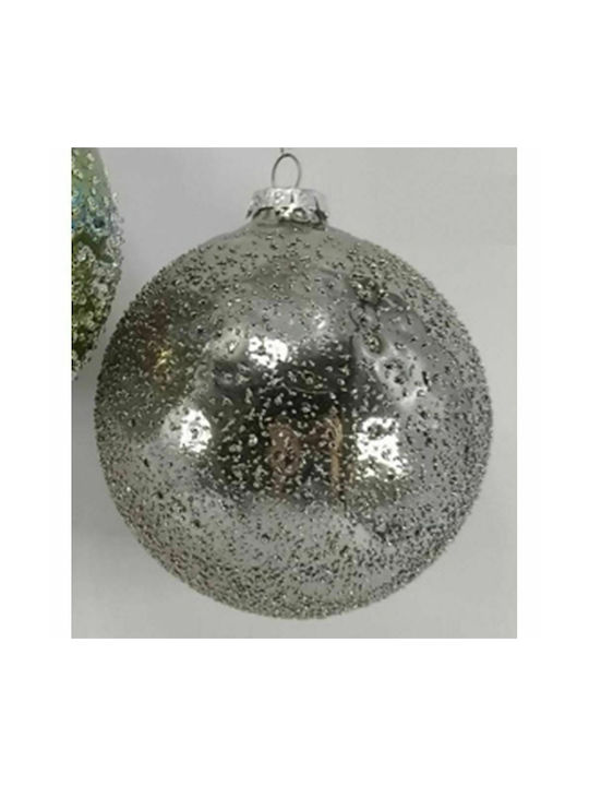 Iliadis Christmas Glass Ball Ornament Silver 10x10cm 4pcs