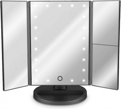 Navaris Double Sided Lighted Tabletop Makeup Mirror Black