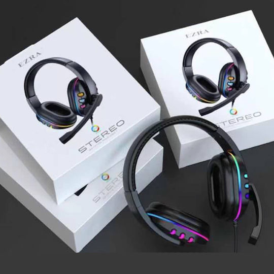 Ezra GE07 Over Ear Gaming Headset cu conexiune 3,5mm / USB Negru