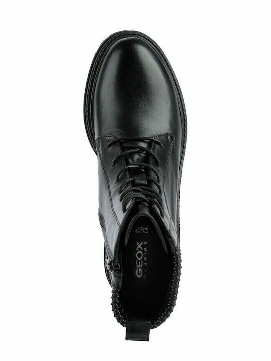 D Iridea Leather Women's Ankle Boots Black