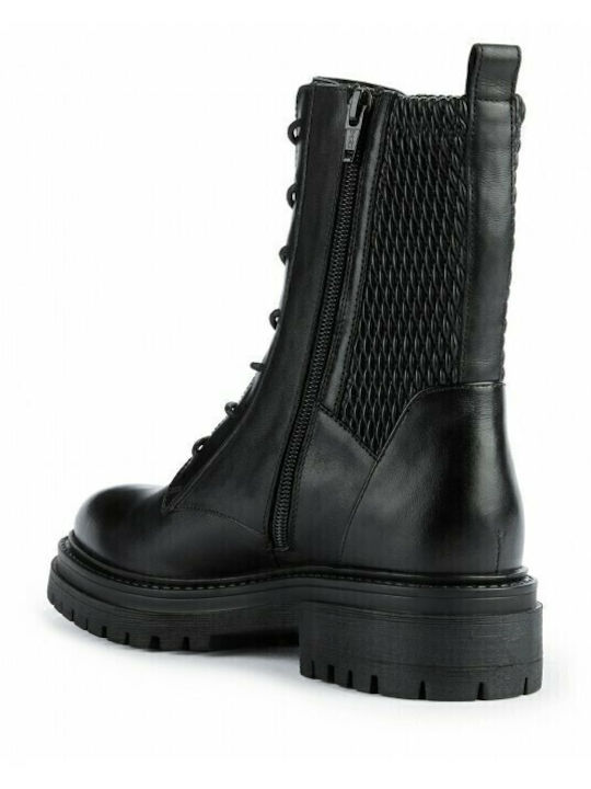 D Iridea Leather Women's Ankle Boots Black