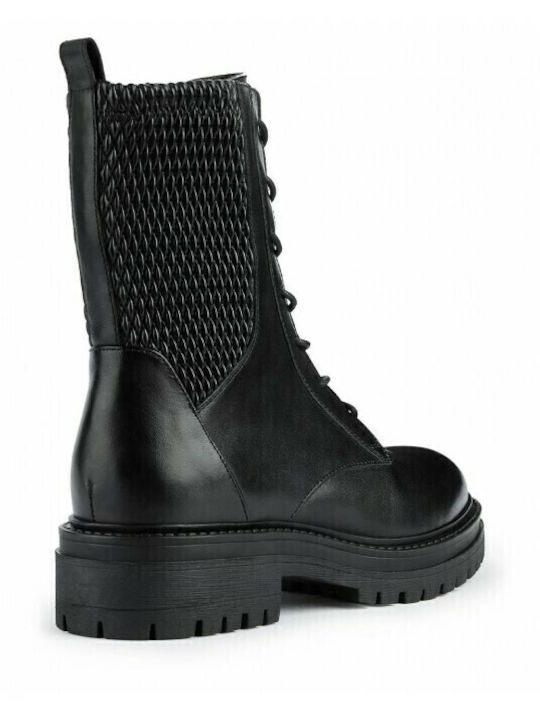 D Iridea Leather Women's Ankle Boots Black