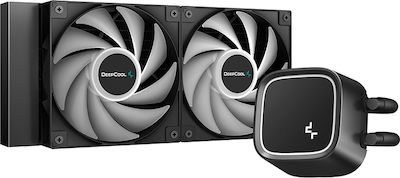 Deepcool LE500 Marrs Wasserkühlung für Prozessor Doppelter Ventilator 120mm für Sockel AM4/AM5/1700/1200/115x mit Grün Beleuchtung