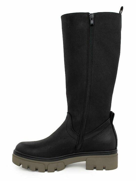 Leather Women's Boots with Zipper Hanna High Black