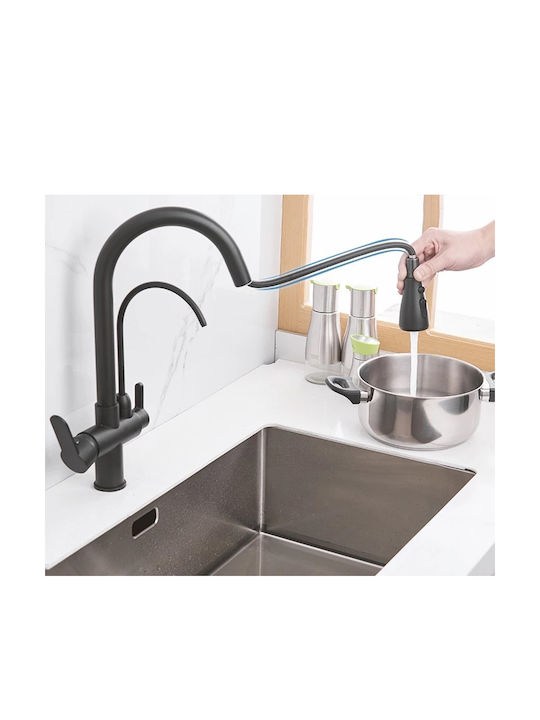 Tall Kitchen Faucet Counter with Shower Black