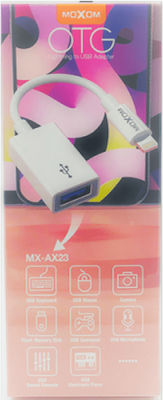 Moxom MX-AX23 Μετατροπέας Lightning male σε USB-A female Λευκό