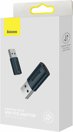 Baseus Ingenuity Конвертор USB-A мъжки към USB-C женски Син 1бр