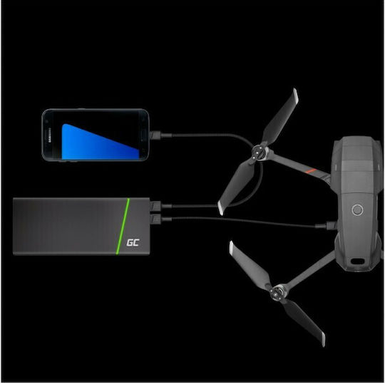 Green Cell PowerStream Braided USB 2.0 Cablu USB-C bărbătesc - USB-A 60W Negru 2m (KABGC19)