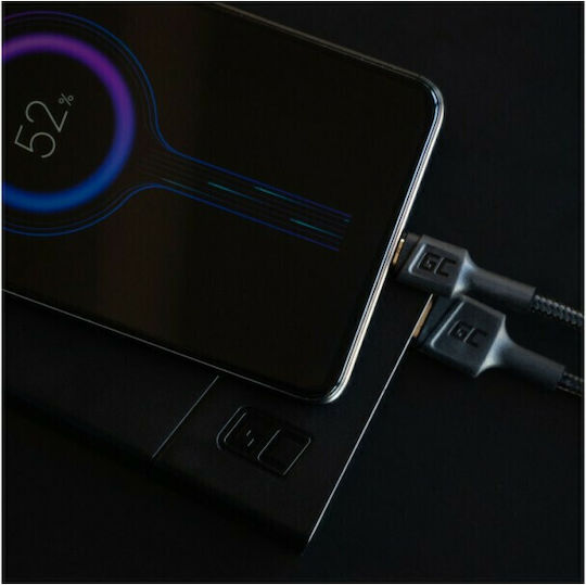 Green Cell PowerStream Braided USB 2.0 Cablu USB-C bărbătesc - USB-A 60W Negru 2m (KABGC19)