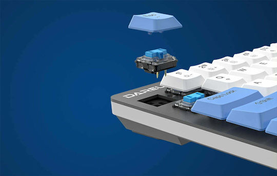 Dareu EK868 Fără fir Gaming Tastatură Mecanică 60% cu Custom Red comutatoare și Taste Iluminate (Engleză US) White / Blue / Yellow