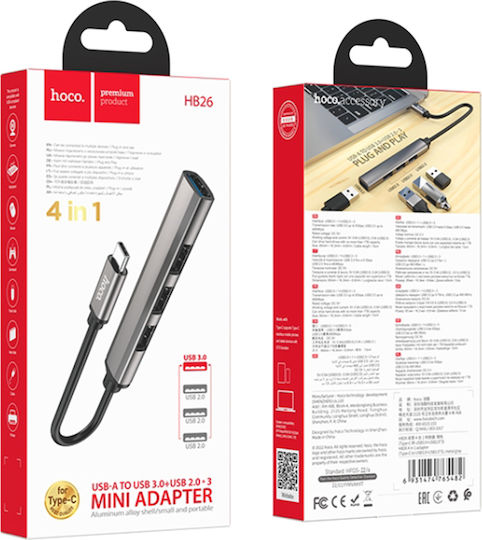 Hoco HB26 USB Hub 4 USB 3.0 Ports with USB-C Connection