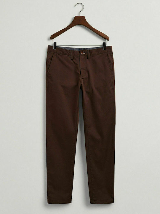 Trousers Chino Elastic in Slim Fit Brown