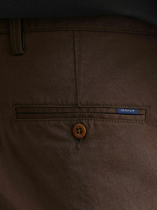 Trousers Chino Elastic in Slim Fit Brown