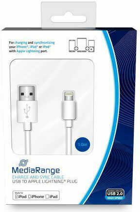 MediaRange Regular USB to Lightning Cable Λευκό 1m (MRCS178)