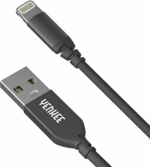 Yenkee Geflochten USB-A zu Lightning Kabel Schwarz 2m (YCU 612 BK)