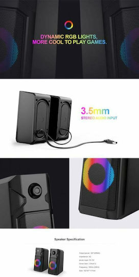 Havit SK204 2.0 Speakers with RGB 3W Black