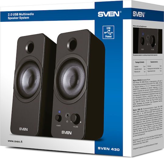 Sven 430 Ηχεία Υπολογιστή 2.0 με Ισχύ 6W Μαύρα