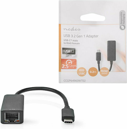 Nedis CCGP64960WT02 USB-C Network Adapter with Wired Ethernet Connection