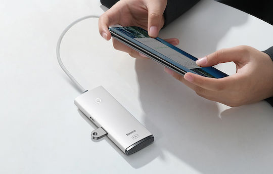 Baseus Lite Series 25cm USB 3.0 5 Port Hub with USB-A Connection White