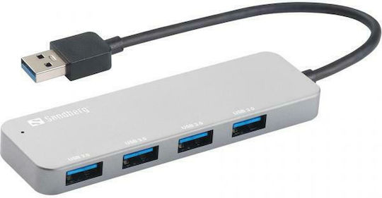 Sandberg Saver Hub 4 Θυρών USB 3.0 με σύνδεση USB-A Ασημί