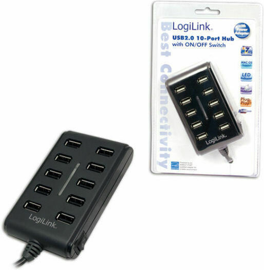 LogiLink Hub 10 Θυρών USB 2.0 με σύνδεση USB-A
