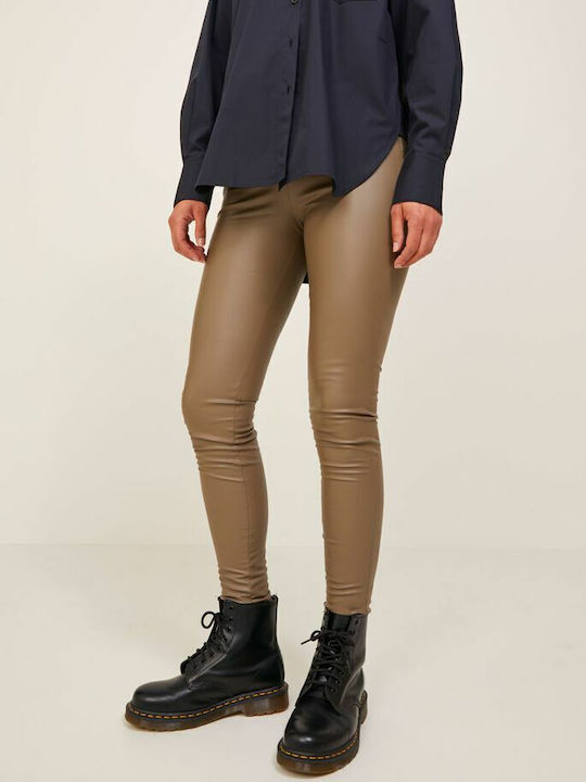 Women's Long Everyday Legging Shiny & High Waisted Morel