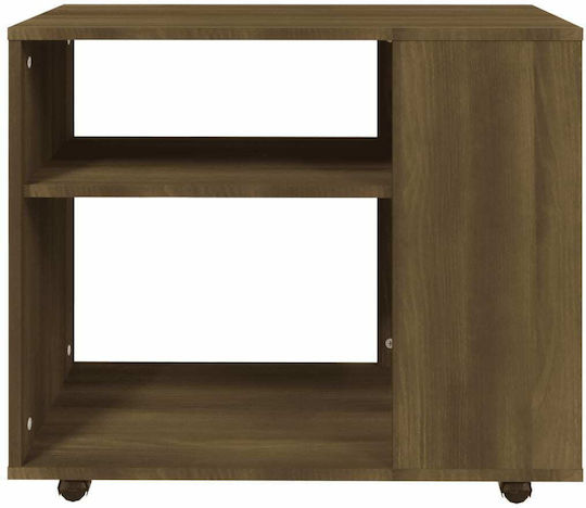 Rectangular Side Table Wooden with Wheels Brown Oak M70xP35xH55cm