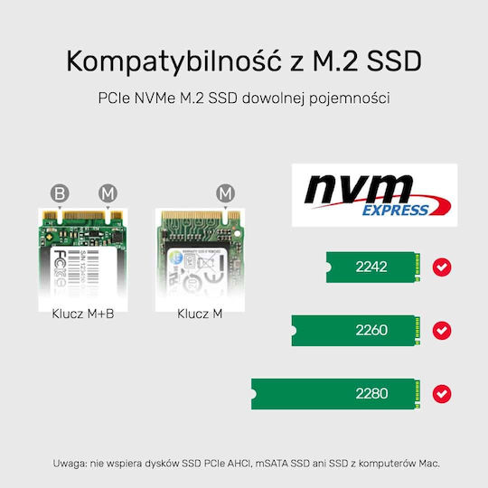 Unitek SolidForce Θήκη για 2 Σκληρούς Δίσκους M.2 PCI Express NVME με σύνδεση Type-C σε Γκρι χρώμα