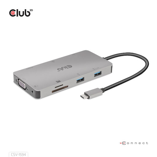 Club3D USB-C Docking Station mit HDMI Ethernet Silber (CSV-1594)