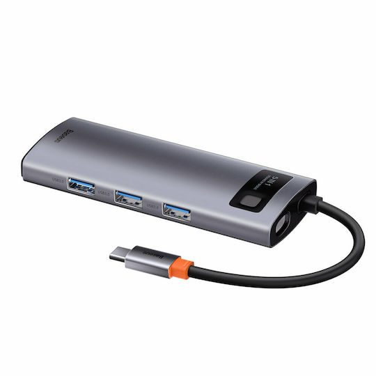 Baseus Metal Gleam USB-C Docking Station με HDMI 4K PD Ασημί WKWG020013