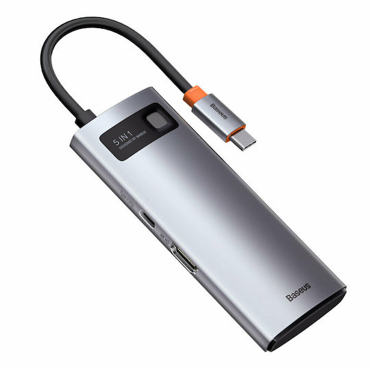 Baseus Metal Gleam USB-C Docking Station με HDMI 4K PD Ασημί WKWG020013