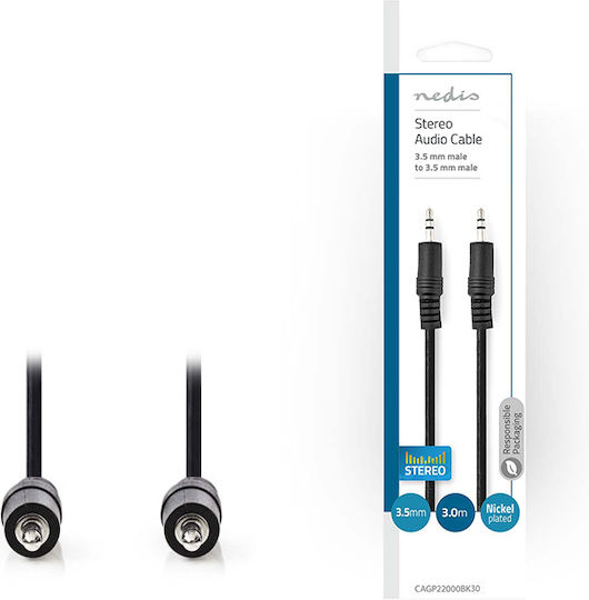 Nedis 3.5mm Jack Cable Male - 3.5mm Jack Male Black 3m