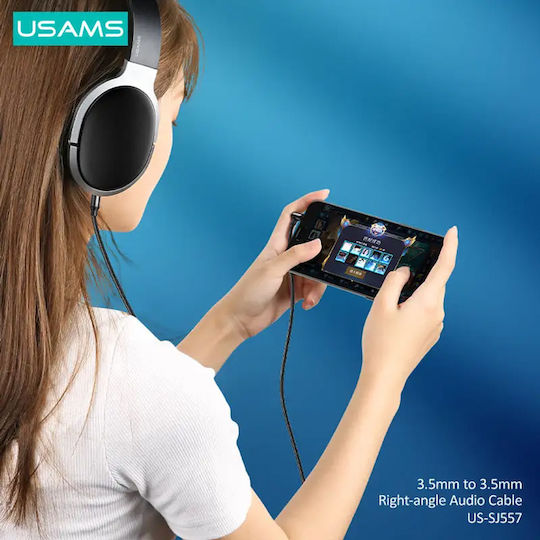 Usams Кабел 3.5 мм мъжки - 3.5 мм мъжки Черен 1.2м SJ557YP01
