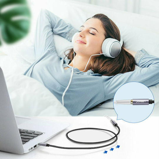 Ugreen TRRS 3.5mm Male - 3.5mm Female Audio Cable Black 1m with Gold Plated Terminals 40673