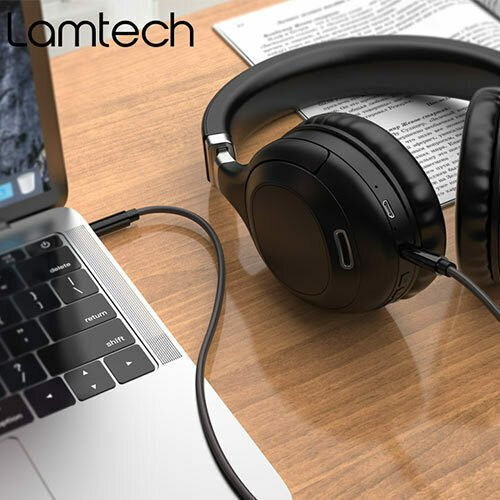 Lamtech Кабел За Звук 3,5 мм Мъжки - 3,5 мм Мъжки Черен 1м Със Златни Жак Конектори LAM445080