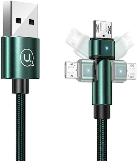 Usams SJ478 1m Angle (90°) / Braided USB 2.0 to micro USB Cable Green (SJ478USB02)