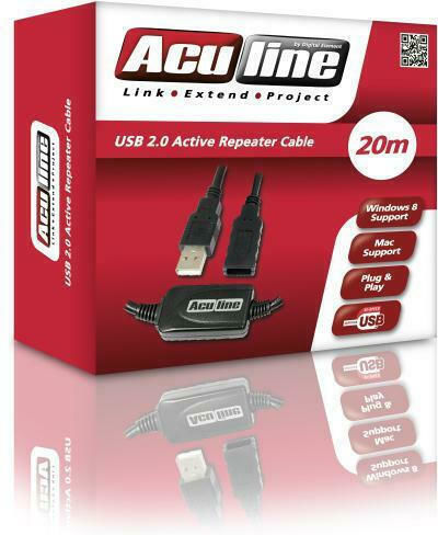 Aculine USB 2.0 Cablu USB-A - USB-A female Negru 20m RUSB-004