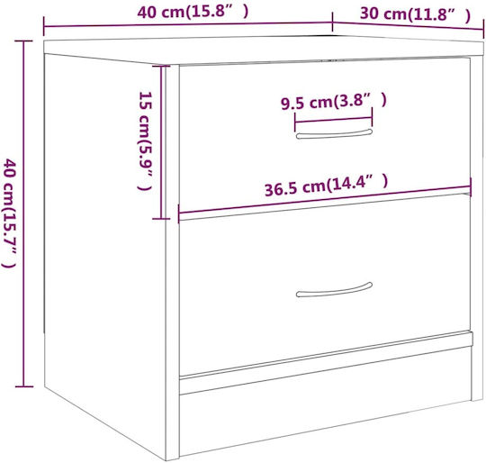Nachttisch Smoky Oak 40x30x40cm