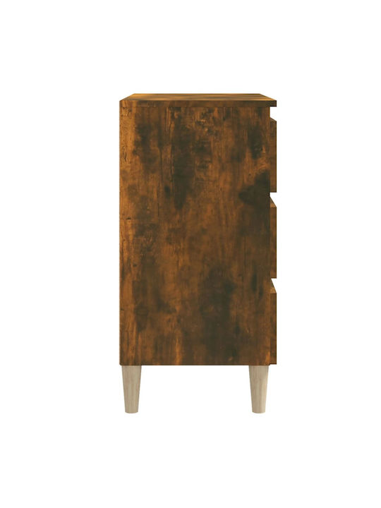 Wooden Chest of Drawers with 3 Drawers Smoked Oak 60x35x69cm