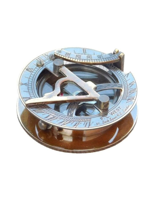 SP Souliotis Antique Decorative Miniature Metallic Solar Compass Antique Solar 6.5x6.5cm