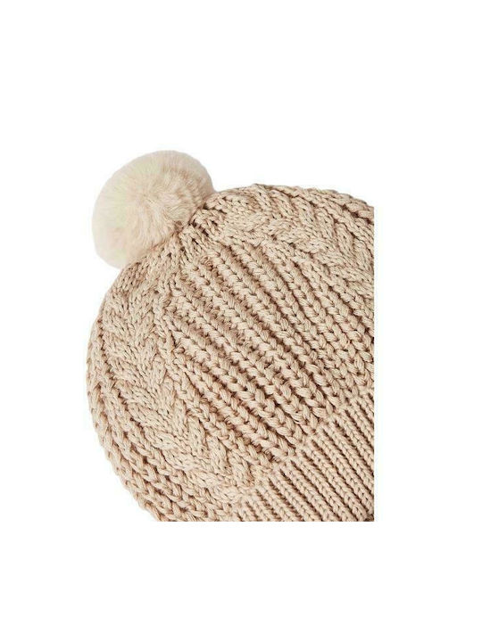 Mayoral Kids Beanie Set with Gloves Knitted Beige