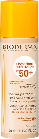 Bioderma Nude Touch Cremă Cu Protecție Solară Față SPF50 Cu Pigment Deschis 40ml