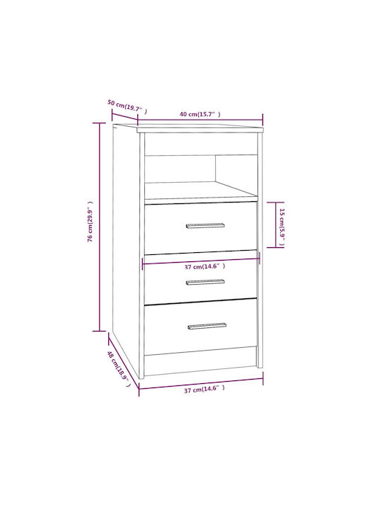 Drawers Storage Wooden L40xW50xH76cm