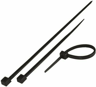 Eurolamp Pack of 100pcs Black Plastic Cable Ties 200x4.8mm 147-54112