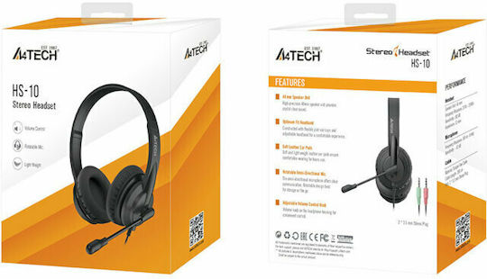 A4Tech HS-10 Over Ear Căști Multimedia cu microfon și conexiune Jack de 3,5 mm
