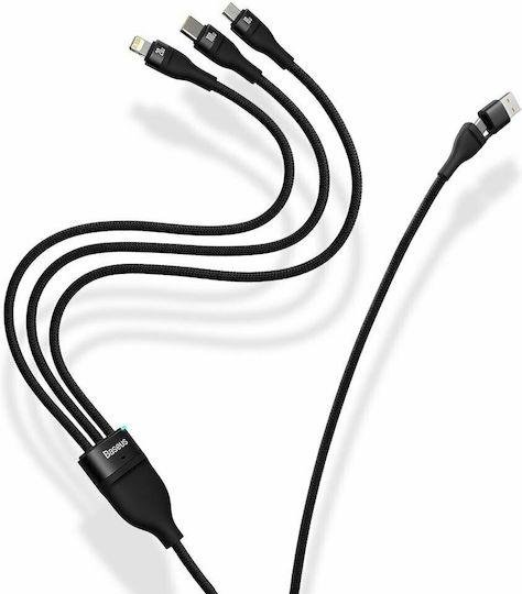 Baseus Flash Series II Braided USB to Lightning / Type-C / micro USB 1.2m Cable Purple (CASS030105)