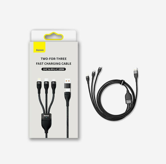 Baseus Flash Series II Braided USB to Lightning / Type-C / micro USB 1.2m Cable Purple (CASS030105)