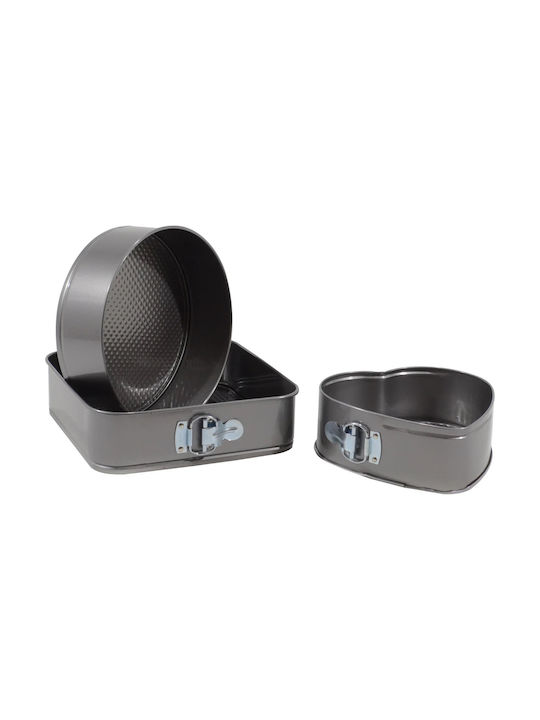 General Trade Formă de Patiserie pentru Chec Rotund din Aluminiu cu Bază Detașabilă 3buc